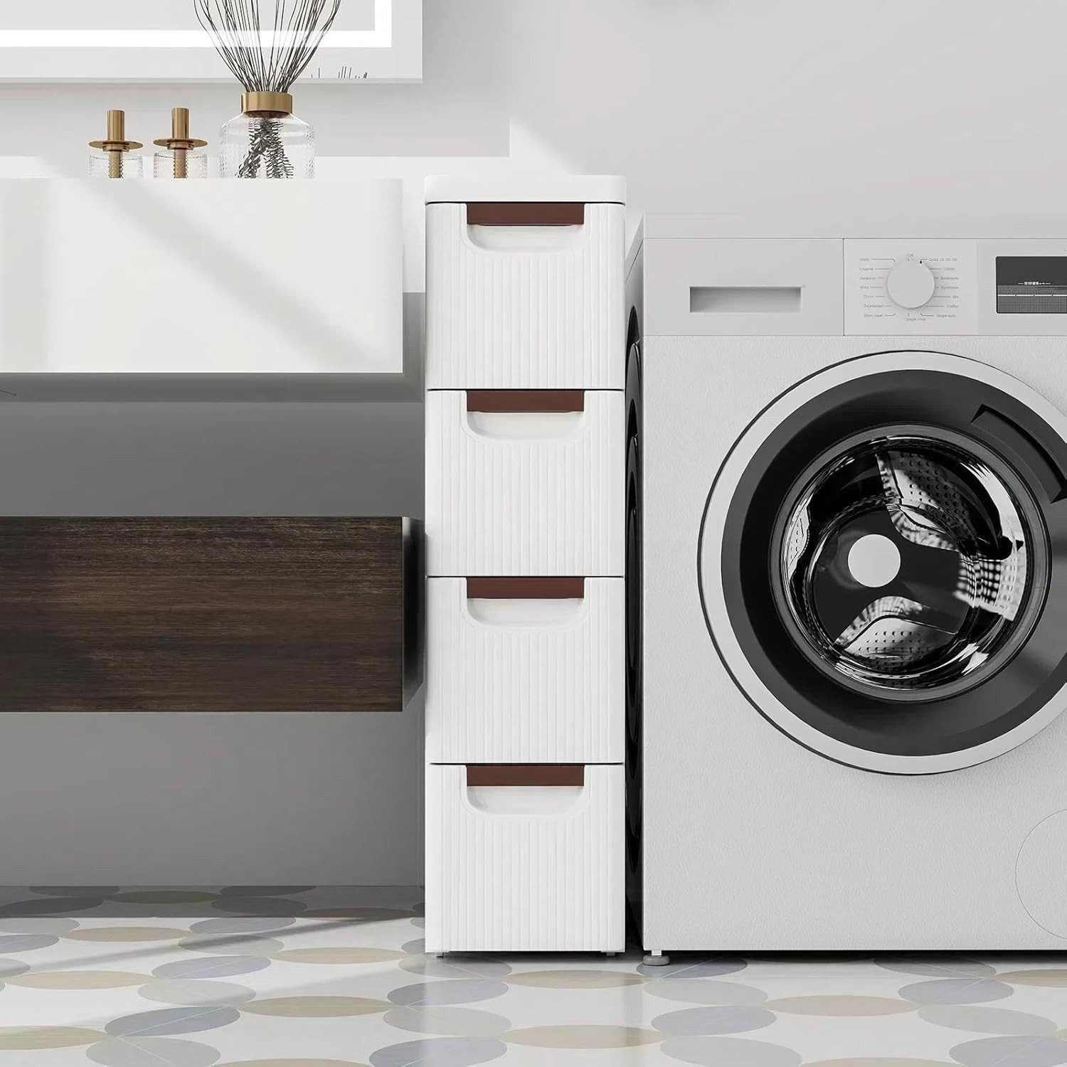 BlingBin Beistellwagen Schmaler Nischenschrank auf Rollen Rollschrank mit 4 günstig online kaufen