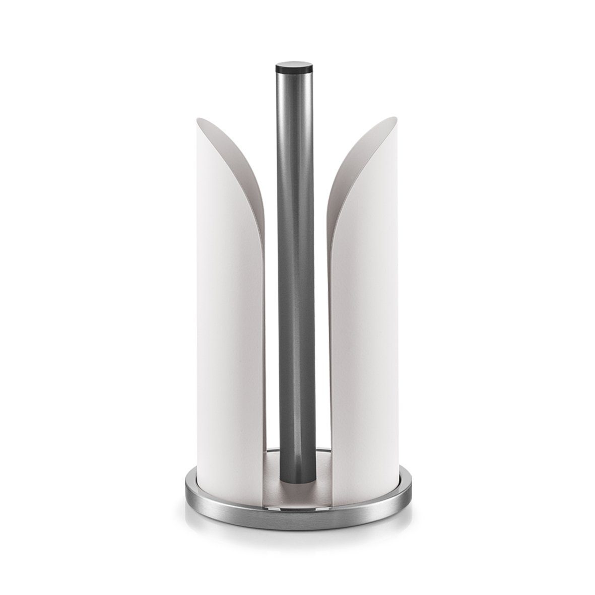 Zeller Present Küchenorganizer-Set Küchenrollenhalter, Edelstahl/Metall,  matt grau, Ø15 x 30,5 cm | Küchenrollenhalter