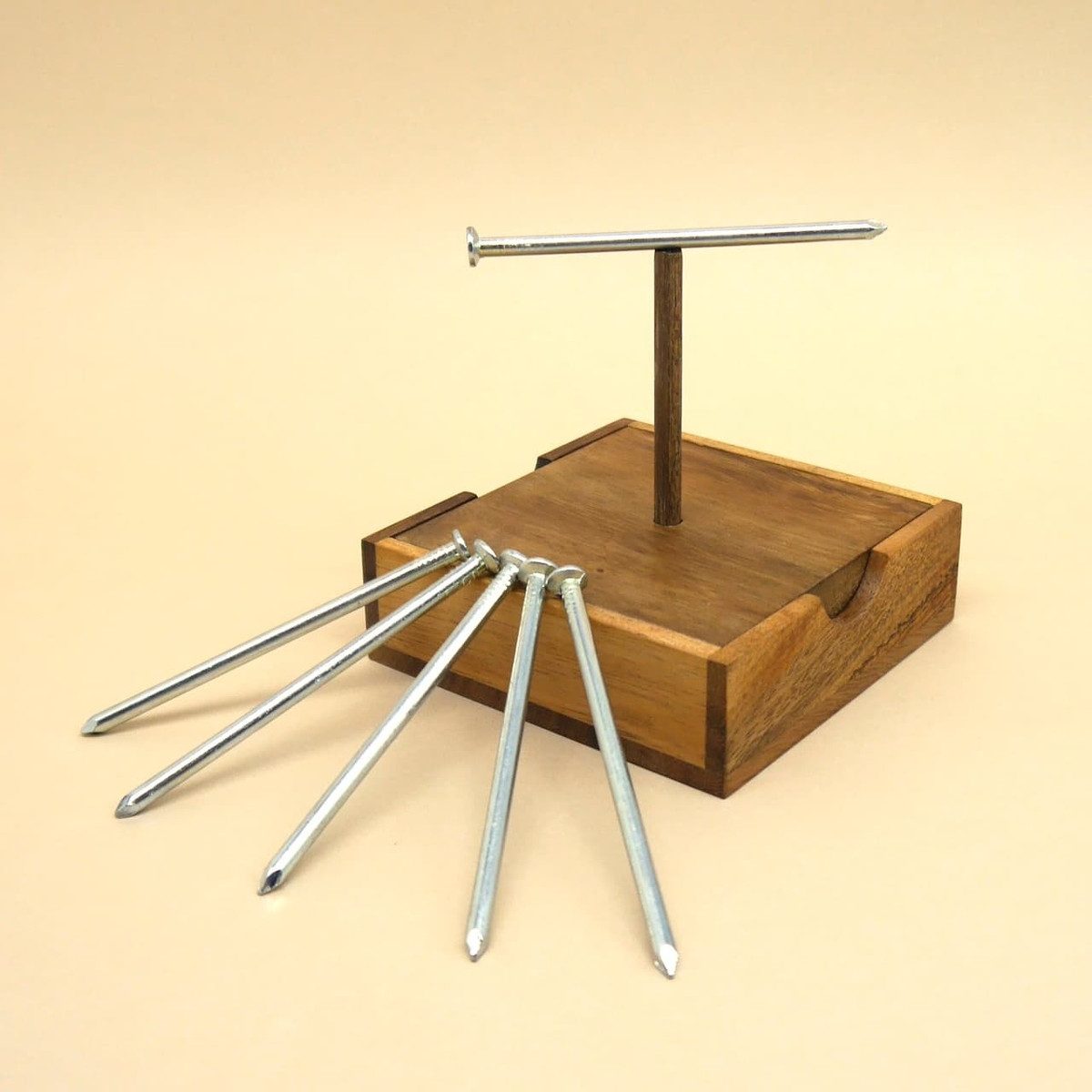 ROMBOL Denkspiele Spiel SCHWEBENDE NÄGEL - überraschendes Denkspiel, Knobelspiel, Holzpuzzle