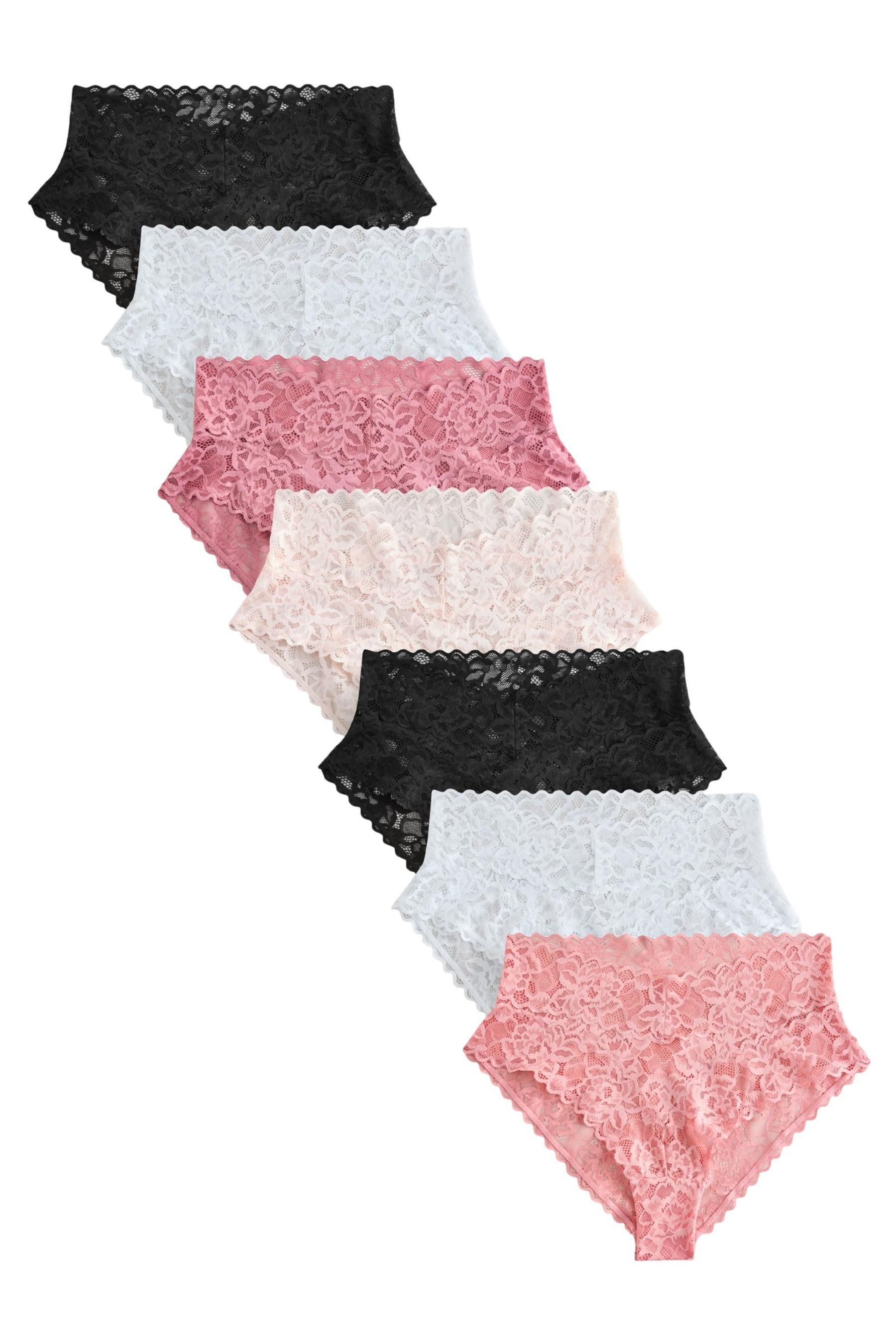 Slip 7er-Pack Slips mit Spitze, hoher Beinschnitt
