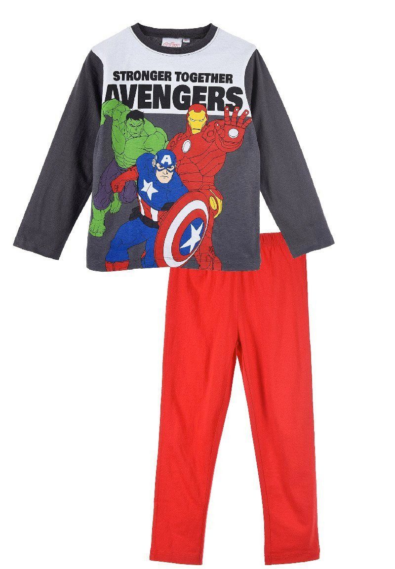 The AVENGERS Schlafanzug Captain Kinder Grau America Pyjama Nachtwäsche Jungen Thor langarm Ironman Hulk