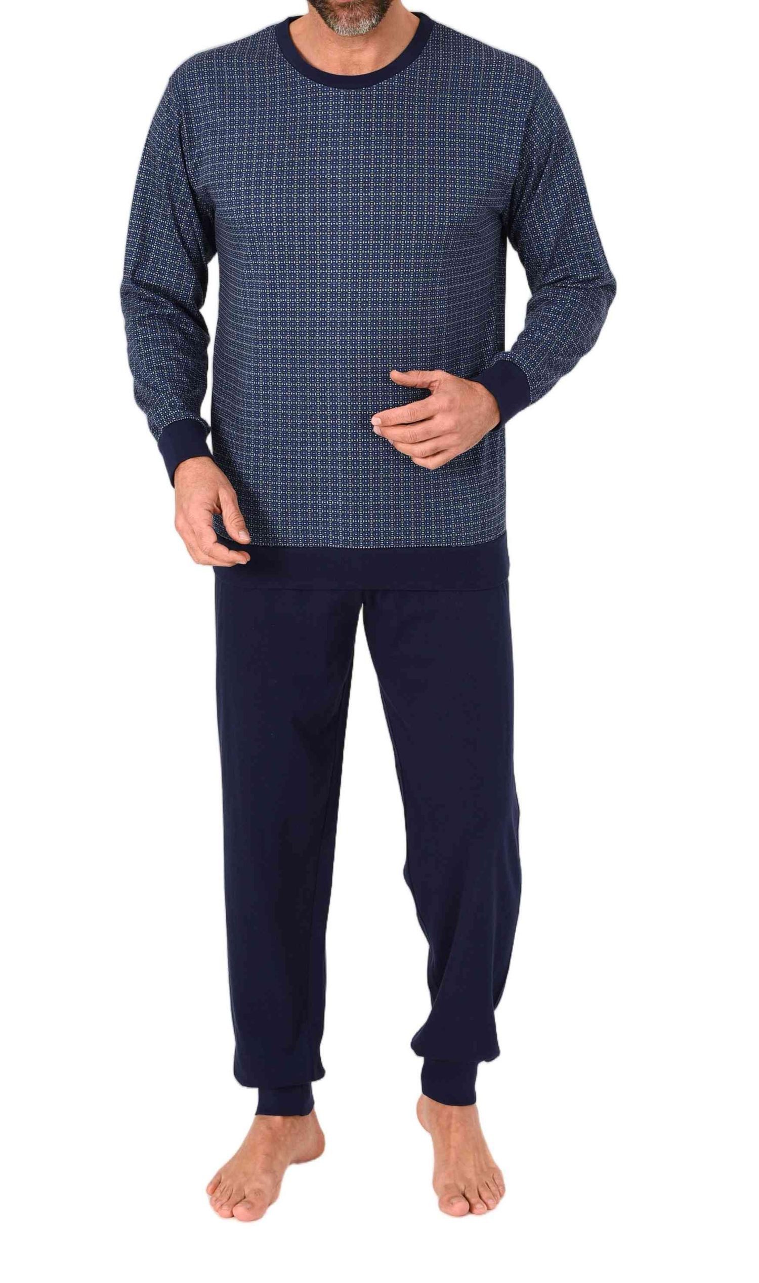 Normann Pyjama Normann Herren langarm Schlafanzug Pyjama mit Bündchen, edle Optik