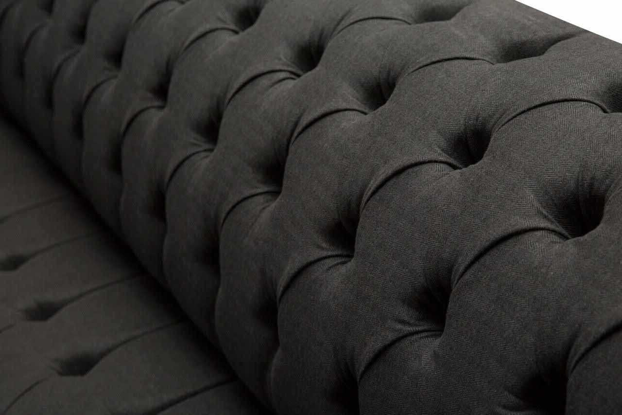 Wohnzimmer Couch, Stoff Europe Chesterfield 4 Sitzer Sofa Sofa in Schwarzes Design JVmoebel Made