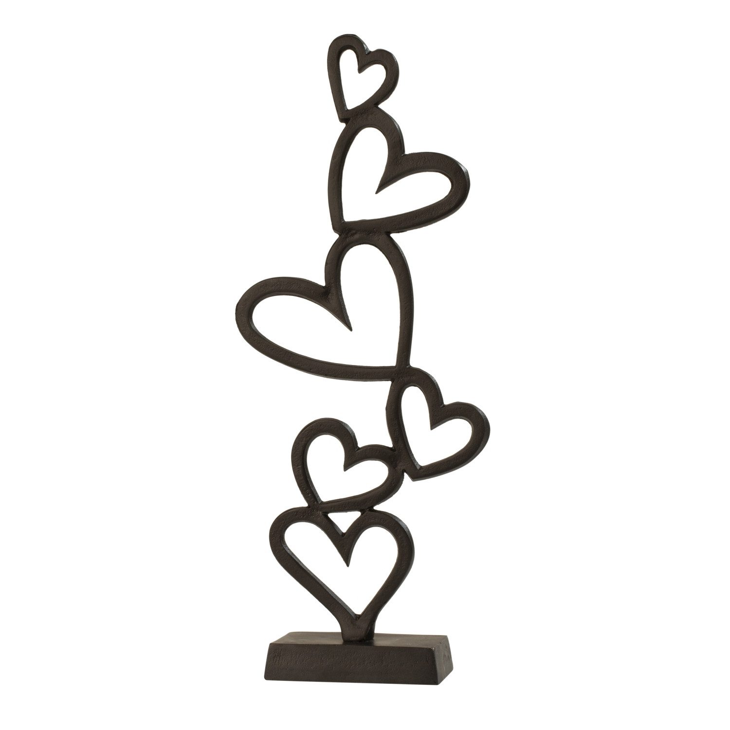 Macosa Home Skulptur Deko Herzen 42 cm Metall Schwarz (Jahrestag Hochzeit Valentinstag, 1 St., Edle Dekoration & Geschenkidee), Dekofigur Wohnaccessoire für Regal, Tisch, Sideboard