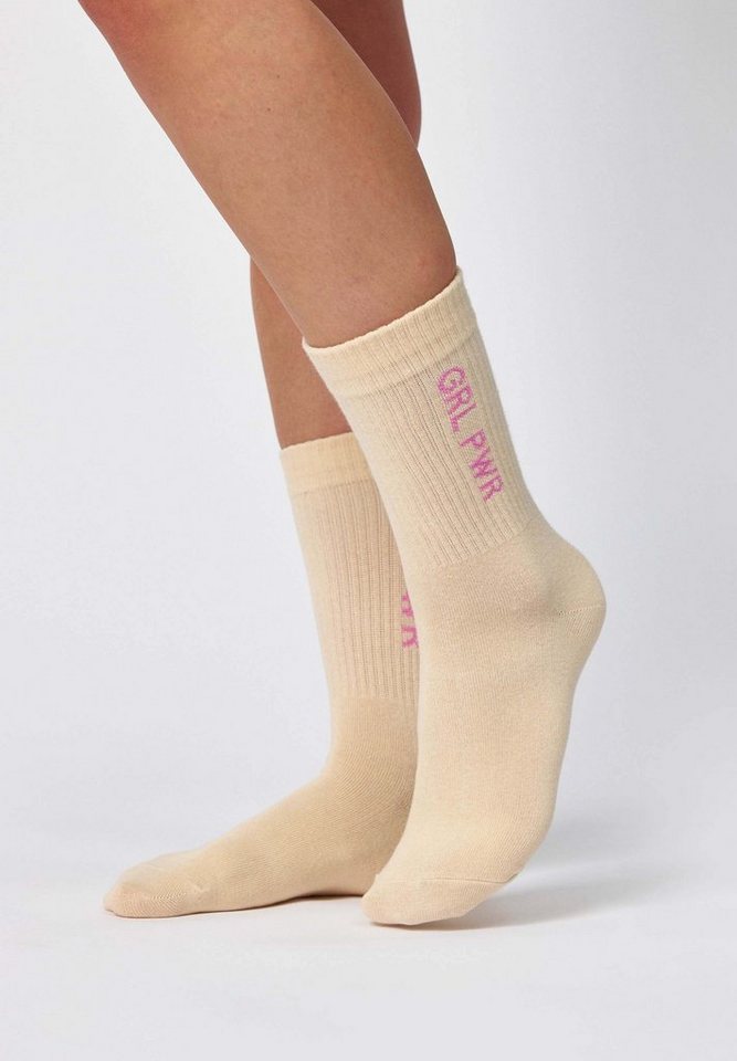 SNOCKS Freizeitsocken Tennissocken GRL PWR Statement Print (2-Paar) aus Bio- Baumwolle