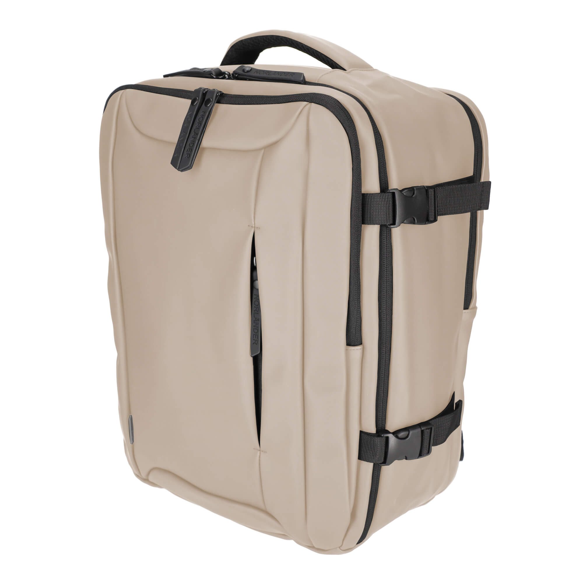 Norländer Reiserucksack Handgepäck-Rucksack Underseater Vegan Leder, 15,6 Zoll Laptopfach (1-tlg), Hochwertiges Vegan Leder, 15,6" Laptopfach, 20L Volumen, Trolley-Band