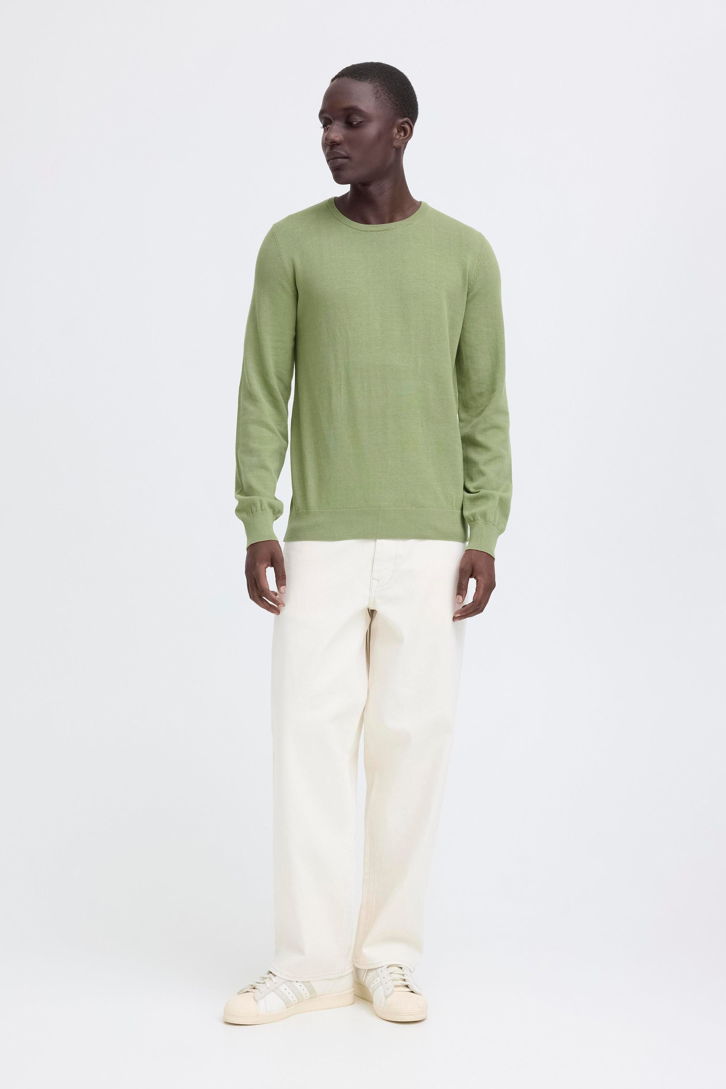 Blend Strickpullover BHBRAY CREW KNIT mit Rundhalsausschnitt, aus Baumwolle, Regular Fit, Langarm, unifarben