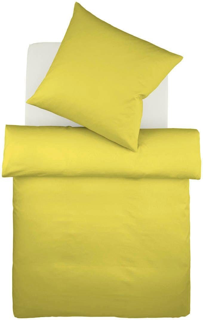 fleuresse Bettwäsche Colours in 135x200, 155x220 oder 200x200 cm, Mako-Satin, 2 teilig, Bettwäsche aus 100% Baumwolle, uni, mit Reißverschluss