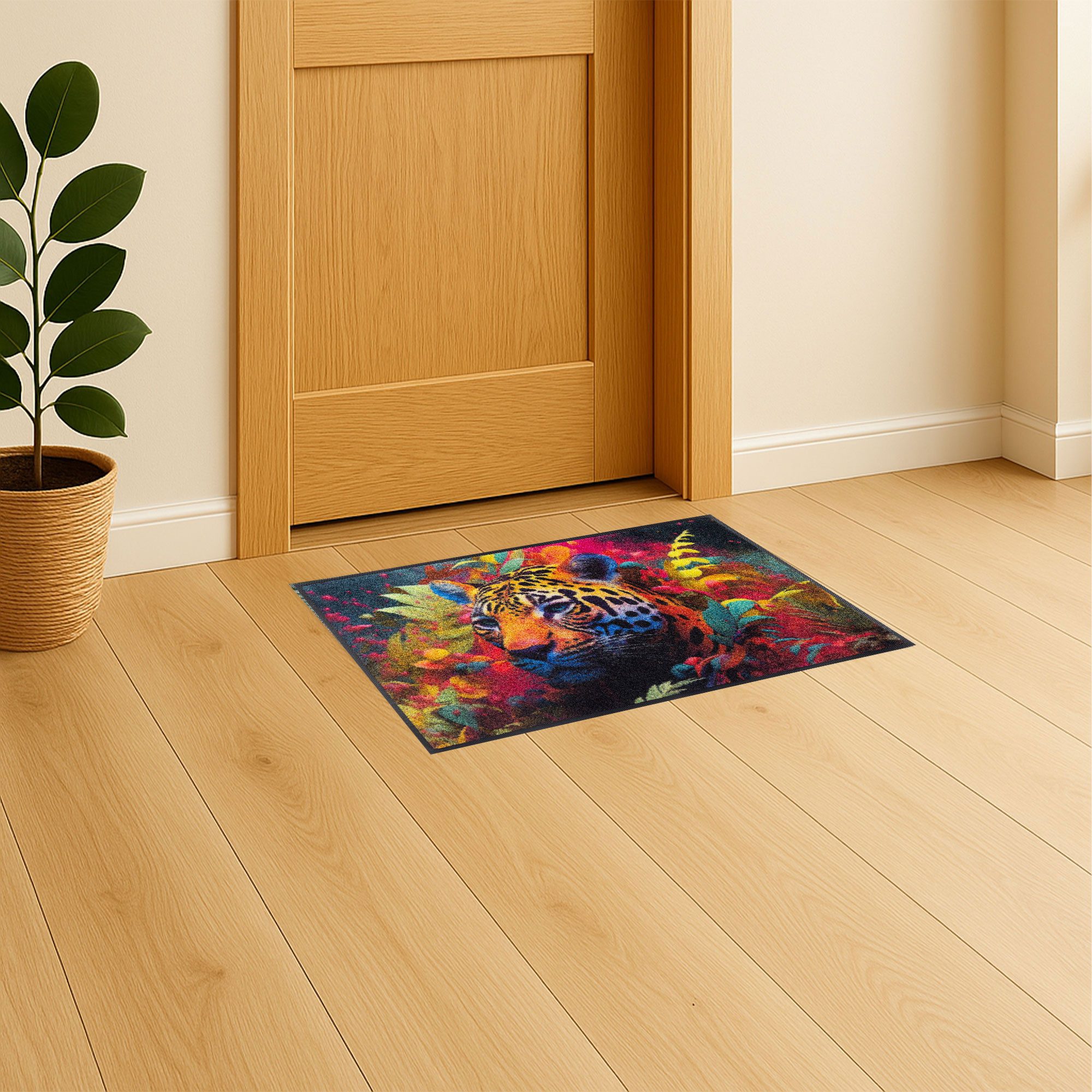 Floornovo Fußmatte Schmutzfangmatte, Dschungelfleck, 75 x 50 cm, rechteckig, rutschfest