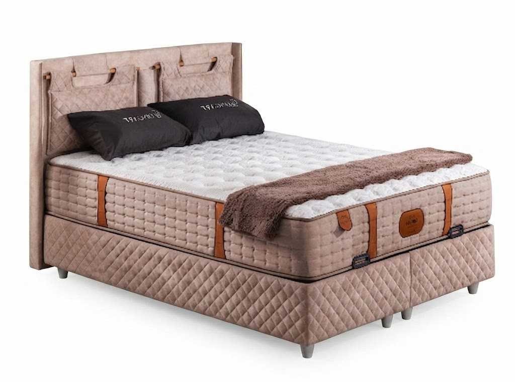 Xlmoebel Boxspringbett Beiges Polsterbett 180x200 cm mit Quilt-Kopfteil, modern (1-St., 1-tlg)