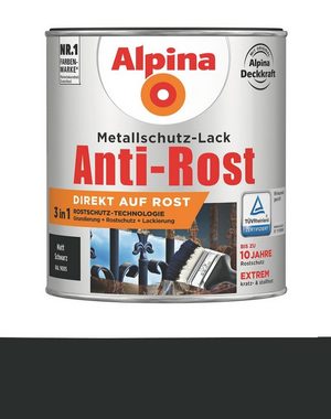 Alpina Metallschutzlack Alpina Metallschutz-Lack Anti-Rost Rostschutz Grundierung 750 ml, Spezialfarbe für die Anwendung direkt auf Rost