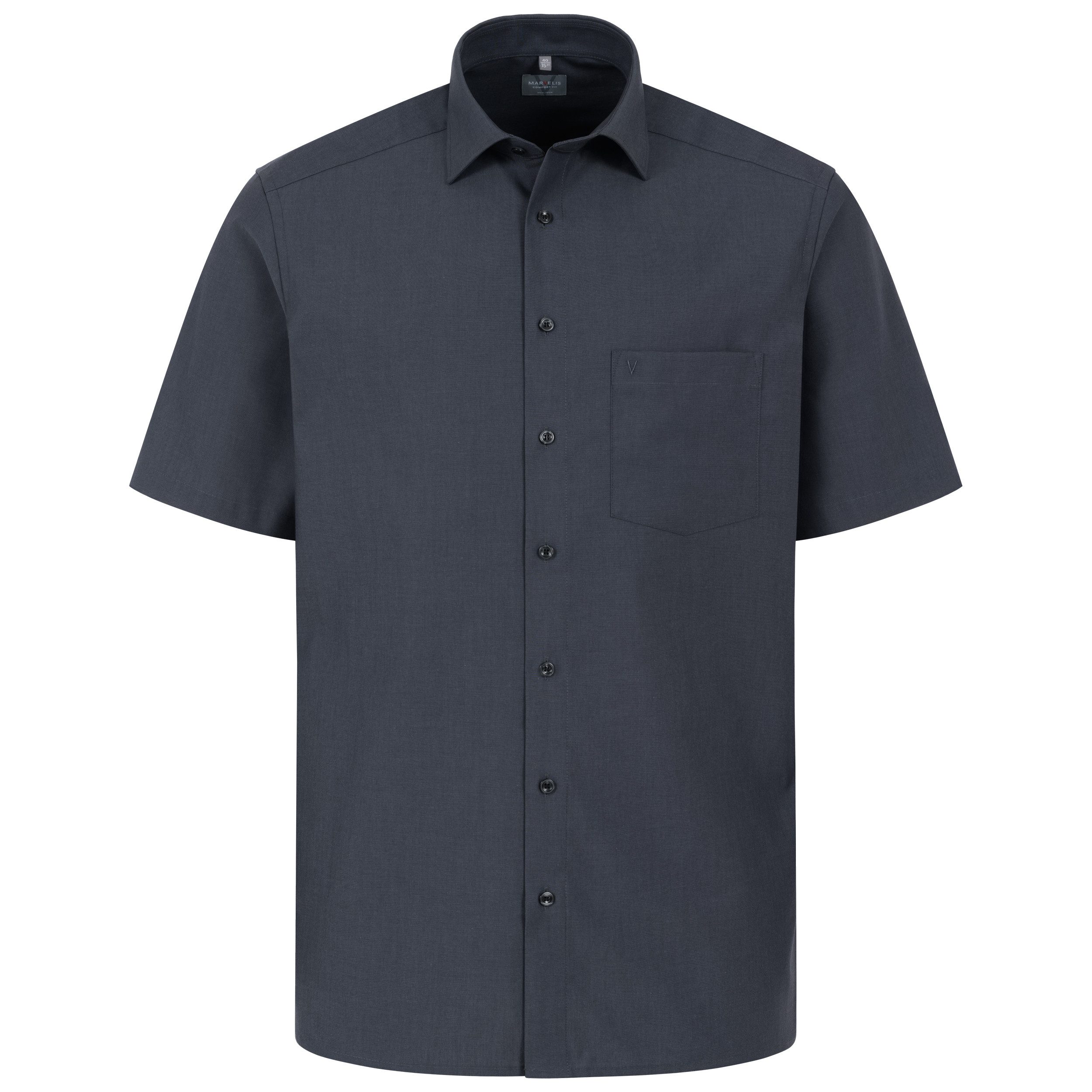 MARVELIS Businesshemd Kurzarm Comfort Fit, Chambray, New Kent Kragen Regular Halbarm 12cm, 100% Baumwolle, Bügelfrei, Knitterfrei