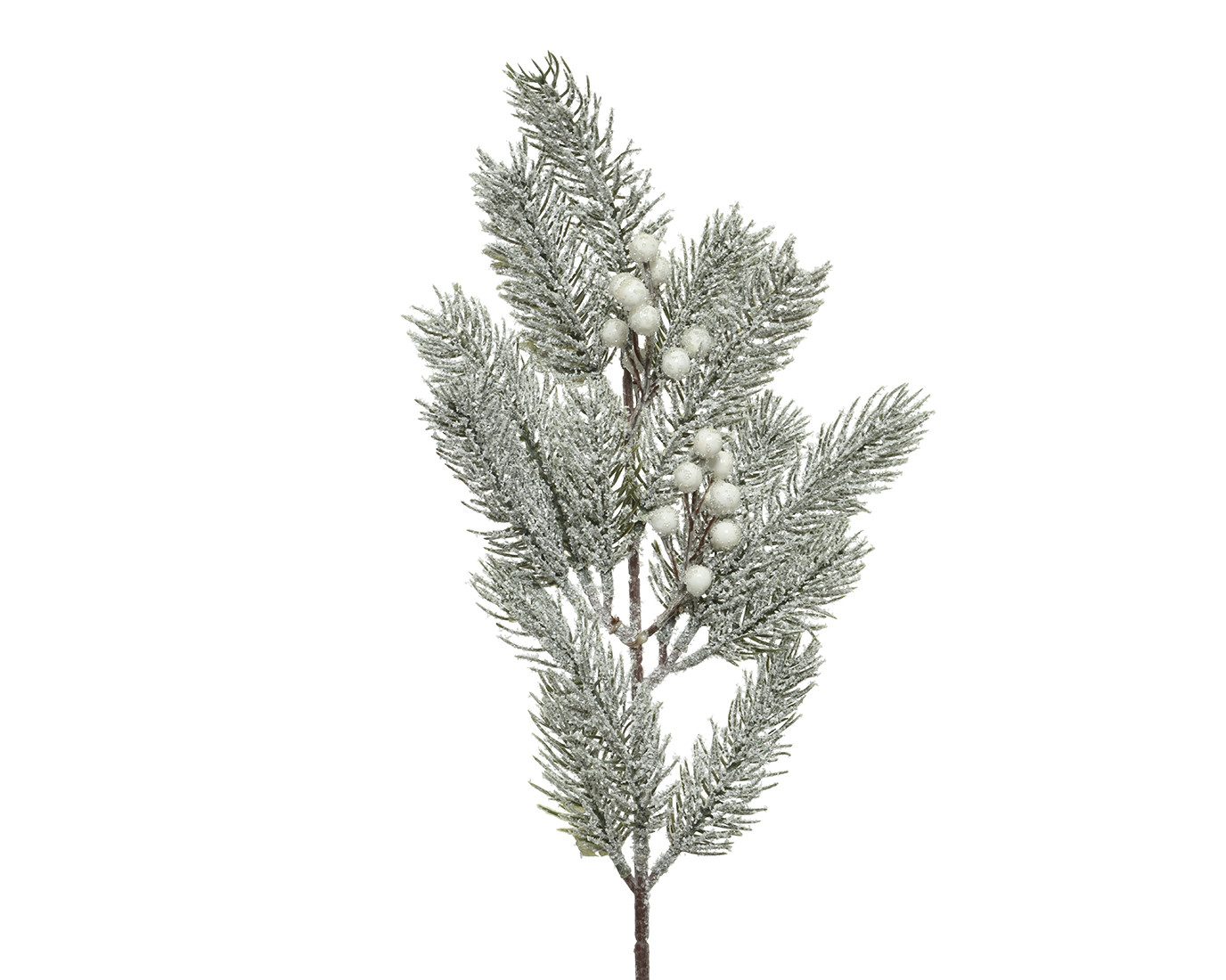 Kunstblume, Kaemingk, Tannenzweig mit Beeren 50cm PE Spritzguss künstlich grün / weiß