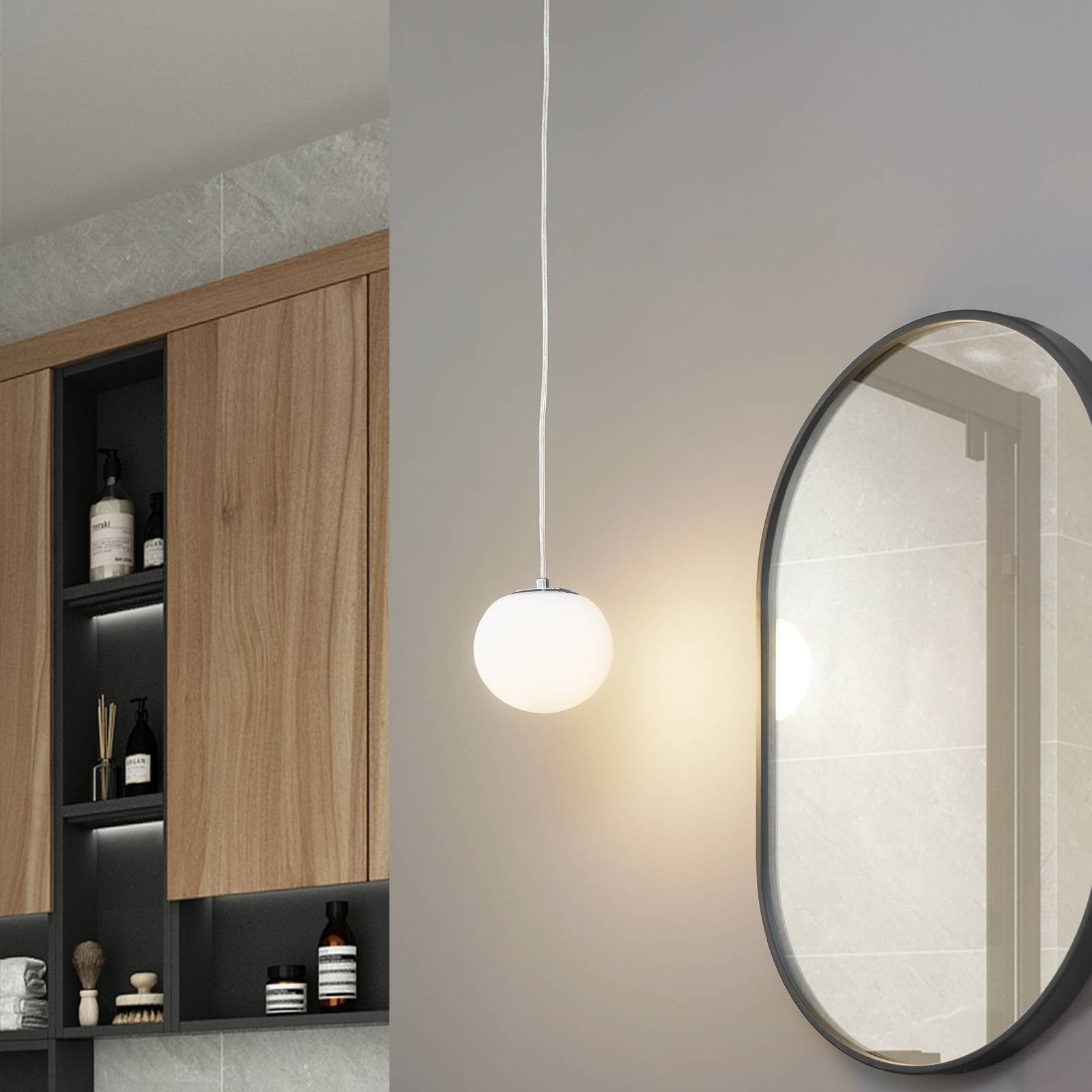 Lucande Hängeleuchte Bidolo, Glas Chrom IP44, 1 x 10 W LED