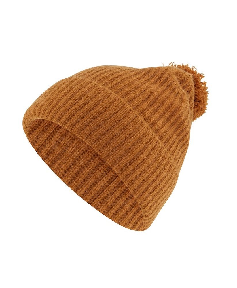 FALKE Strickmütze (Bommel) Unisex - Kaschmir, Bommel - ockerfarben - 1 Stück
