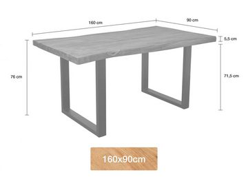 LC Home Esstisch massiver Baumkanten Holztisch Akazienholz Massivholz Industrial Design (Set, 1 Tisch), Tischplatte aus hochwertigem Akazienholz