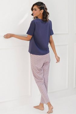 SNOOZE OFF Pyjama mit Schlafhose im Punktdesign (2 tlg., 1 Stück) und Rüschendetails