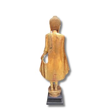 Asien LifeStyle Buddhafigur Buddha Statue Thailand Holz Figur blattvergoldet