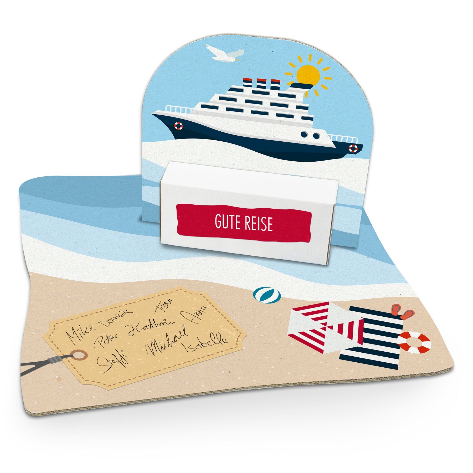 Kreuzfahrtschiff Geldgeschenkverpackung itenga (Motiv Grußkarten 48) mit itenga Bodenpla