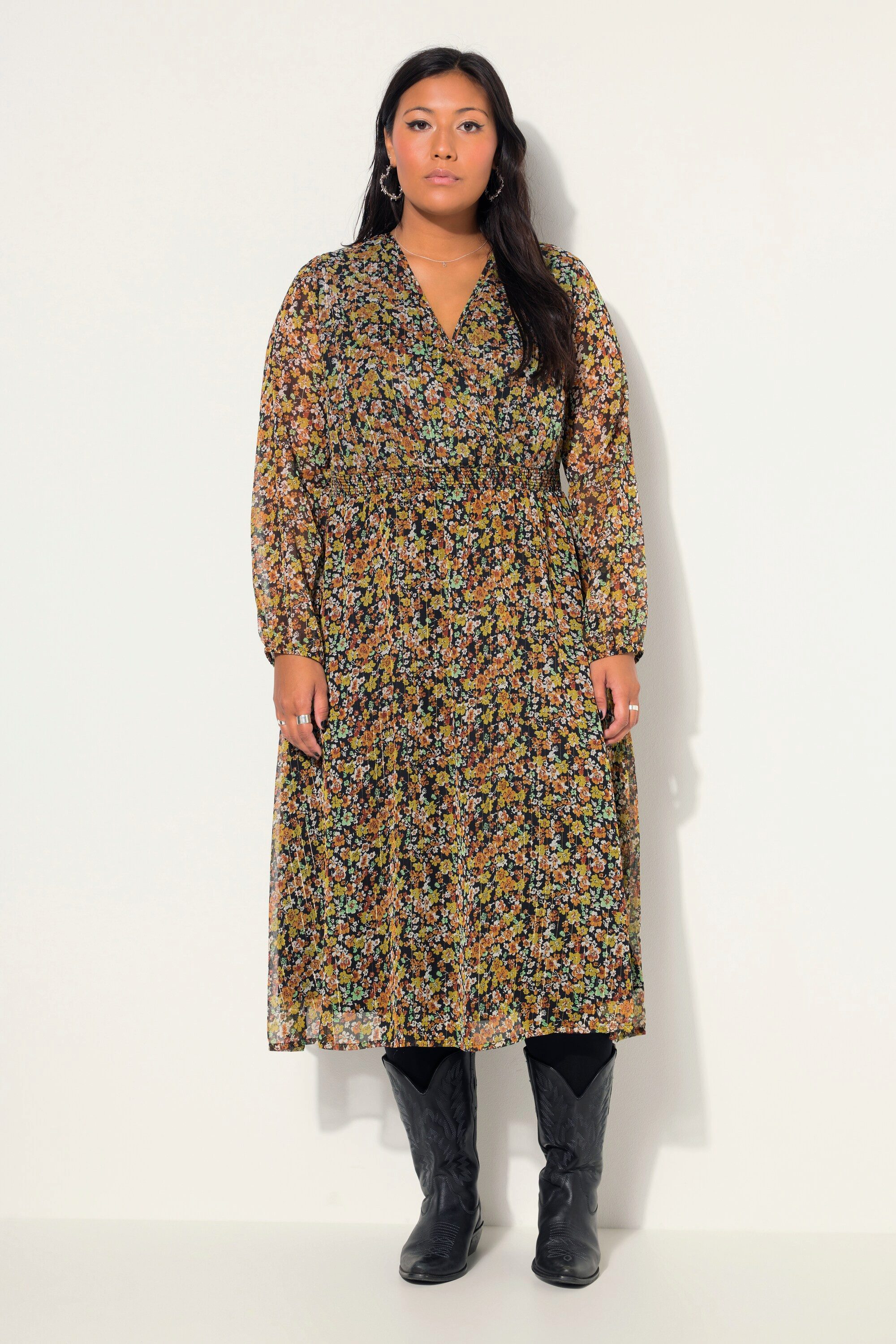 Maxikleid Midikleid Flower-Minimal A-Line elastische Taille
