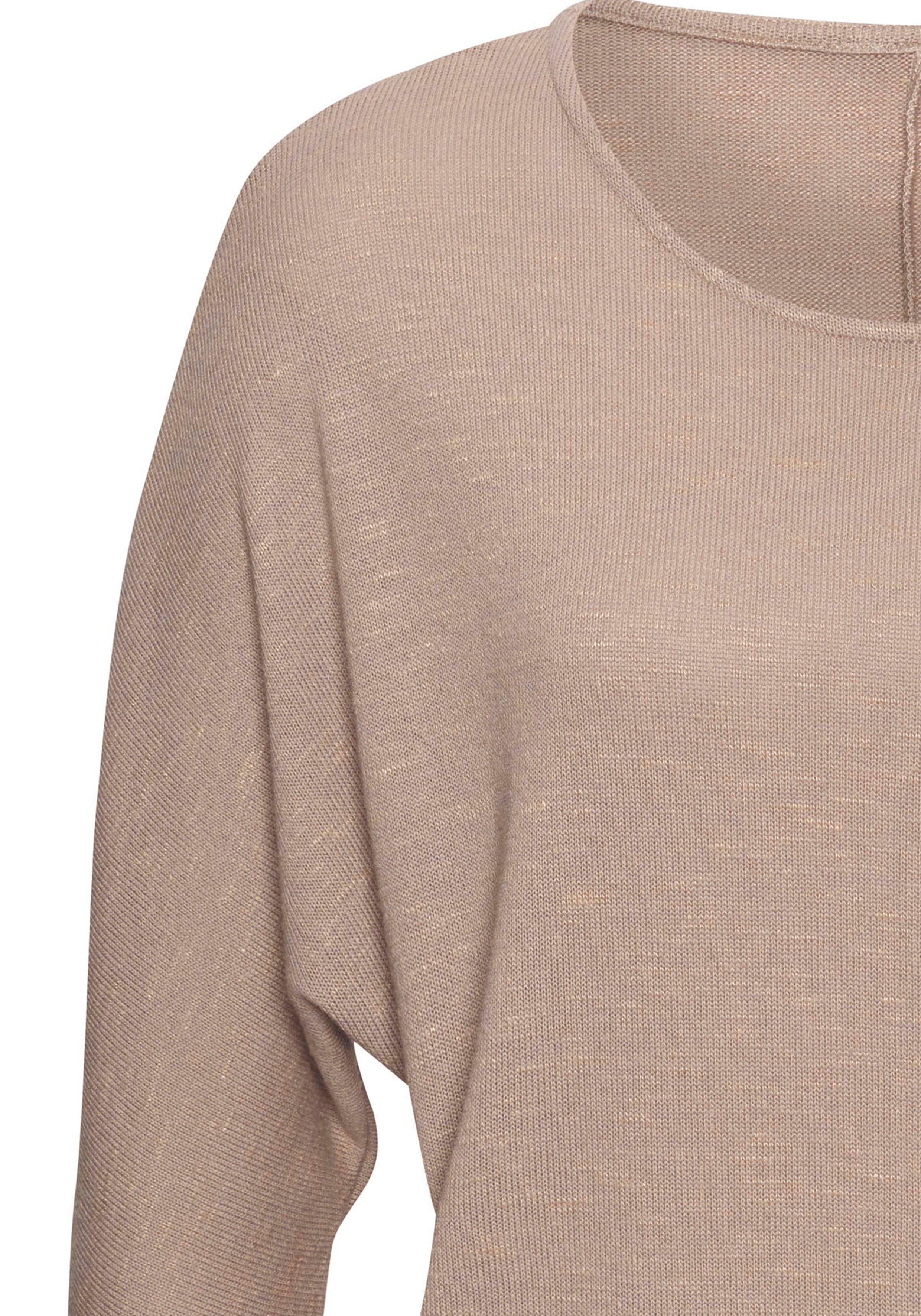 Vivance by Lascana Langarmshirt mit breitem Bund aus strukturiertem, luftigem Feinstrick mit Viskose