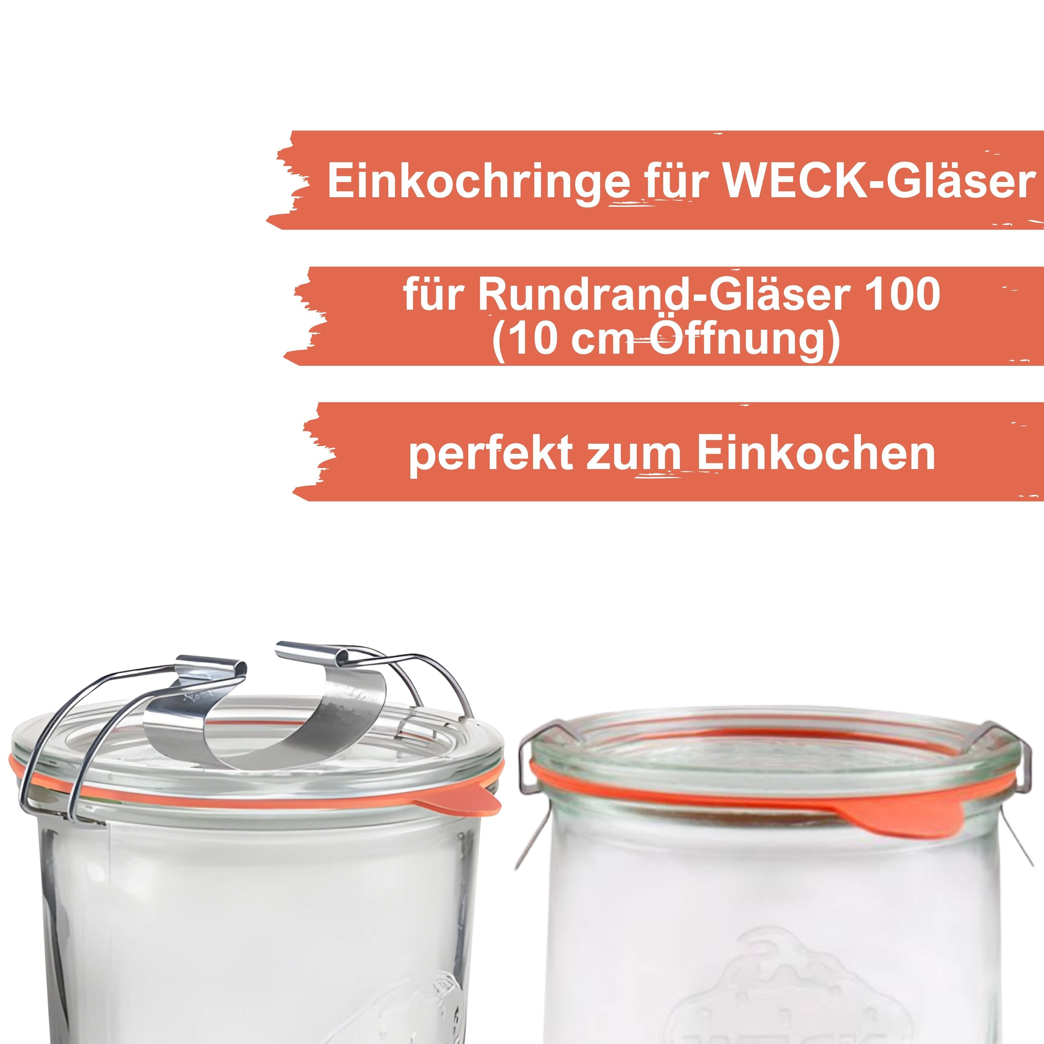 mikken Einkochring 50 Einkochringe 94x108mm für WECK-Gläser RR100 Naturkautschuk, Gummiringe für Weck-Gläser 10 cm