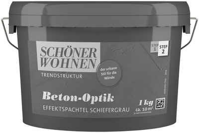 SCHÖNER WOHNEN-Kollektion Spachtelmasse Betonoptik Effektspachtel, 1 kg, schiefergrau, Effektspachtel für die Beton-Optik