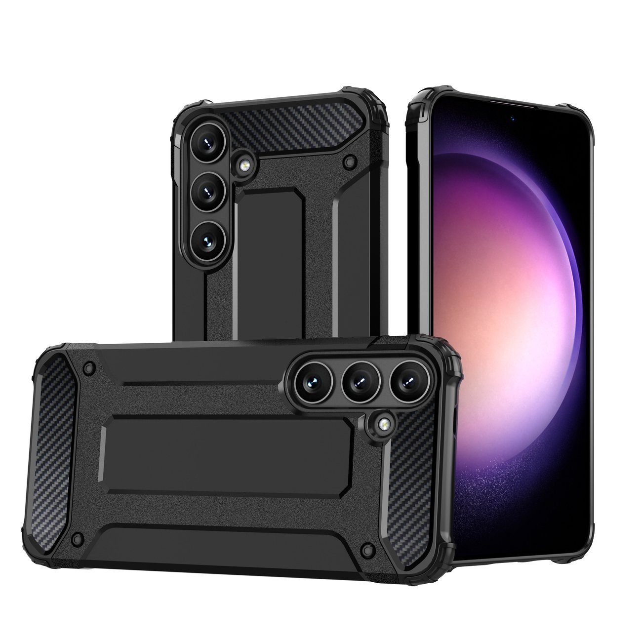 COFI 1453 Bumper Panzerschale Outdoor Hülle für Xiaomi Redmi 13C / Poco C65 Schwarz