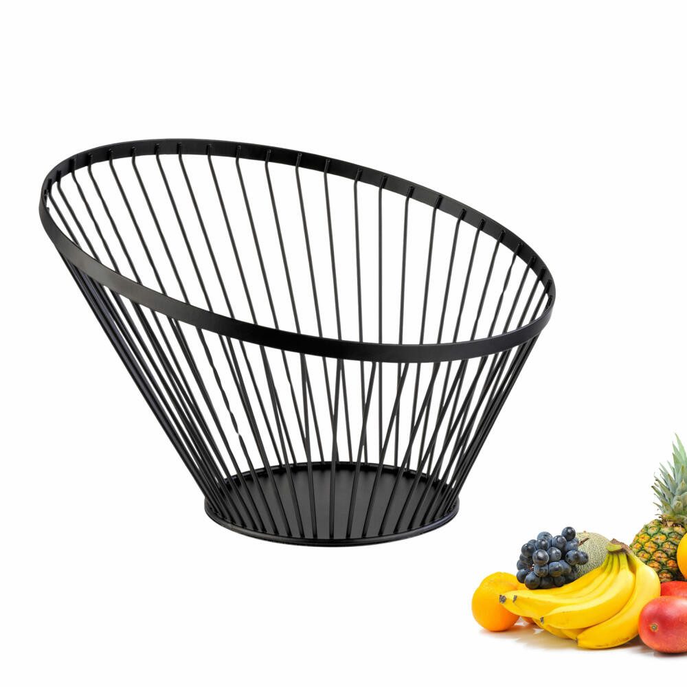 WESTMARK Obstschale mit elegantem Design – Schwarzer Metallkorb für Obst, Gemüse, 30 cm, Stahl, langlebig, lebensmittelecht, robust