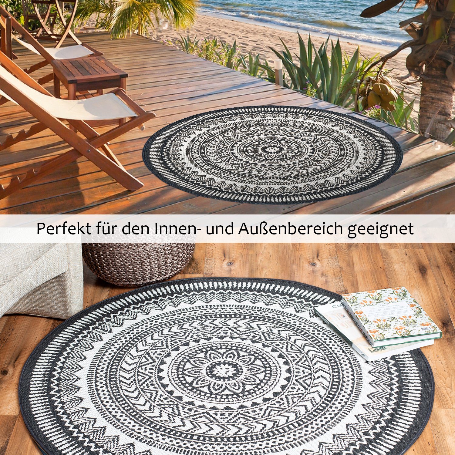 DomDeco Outdoorteppich In- & Outdoor Teppich Rund FINN, Rund