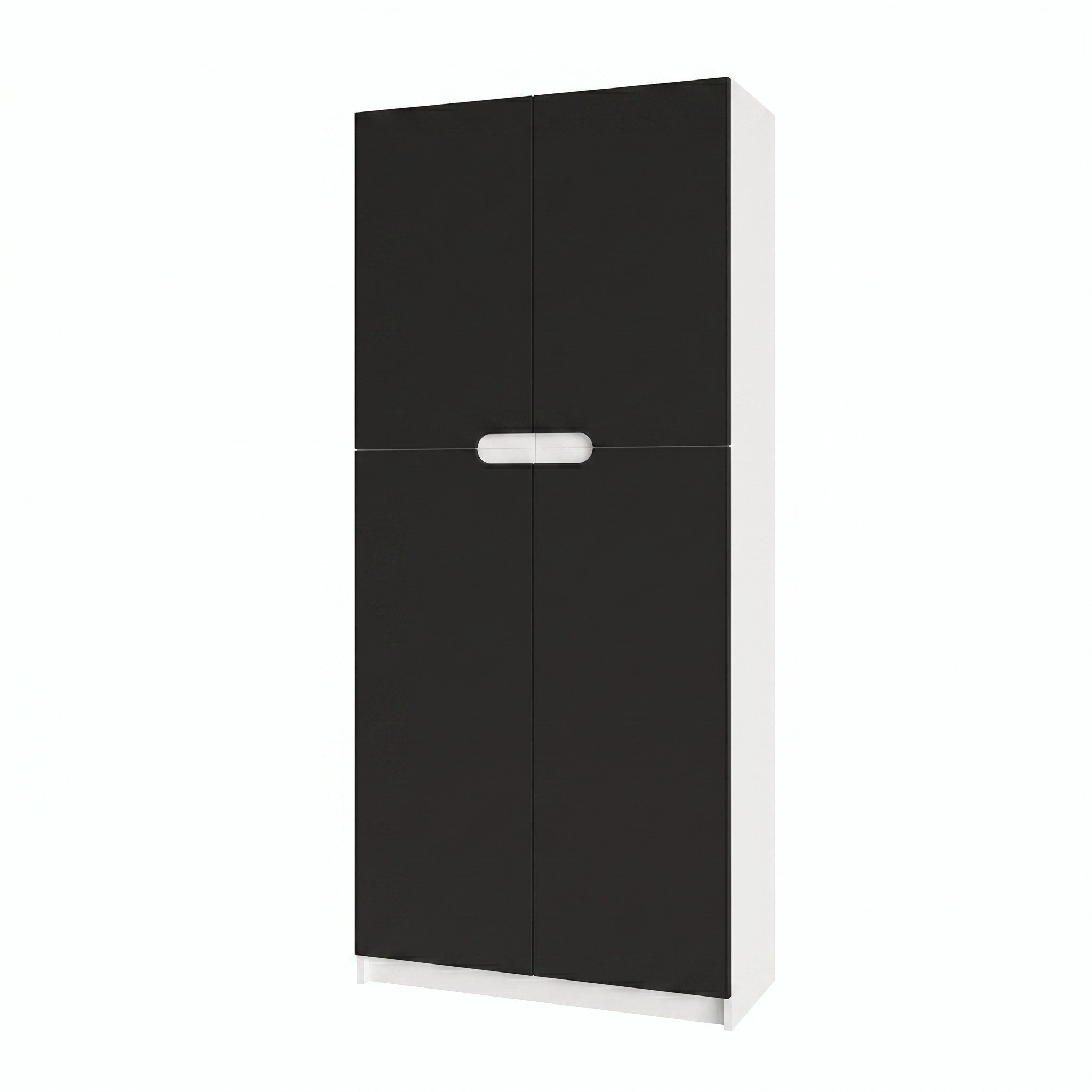 Vladon Aktenschrank Logan (Aktenschrank, mit 5 Fächern und 4 Türen) Weiß matt/Schwarz matt (82 x 184 x 37 cm)