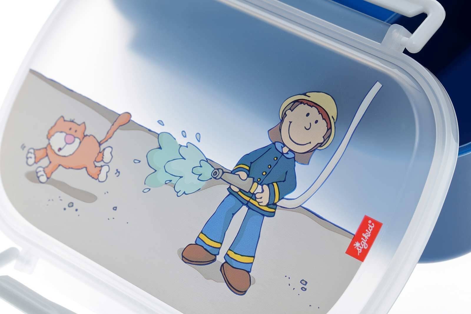 Sigikid Lunchbox Brotdose + Trinkflasche ideal Handwäsche Firefighter, Set, den rot für (2-tlg), 2er Material-Mix, empfohlen, Alltag wird Frido