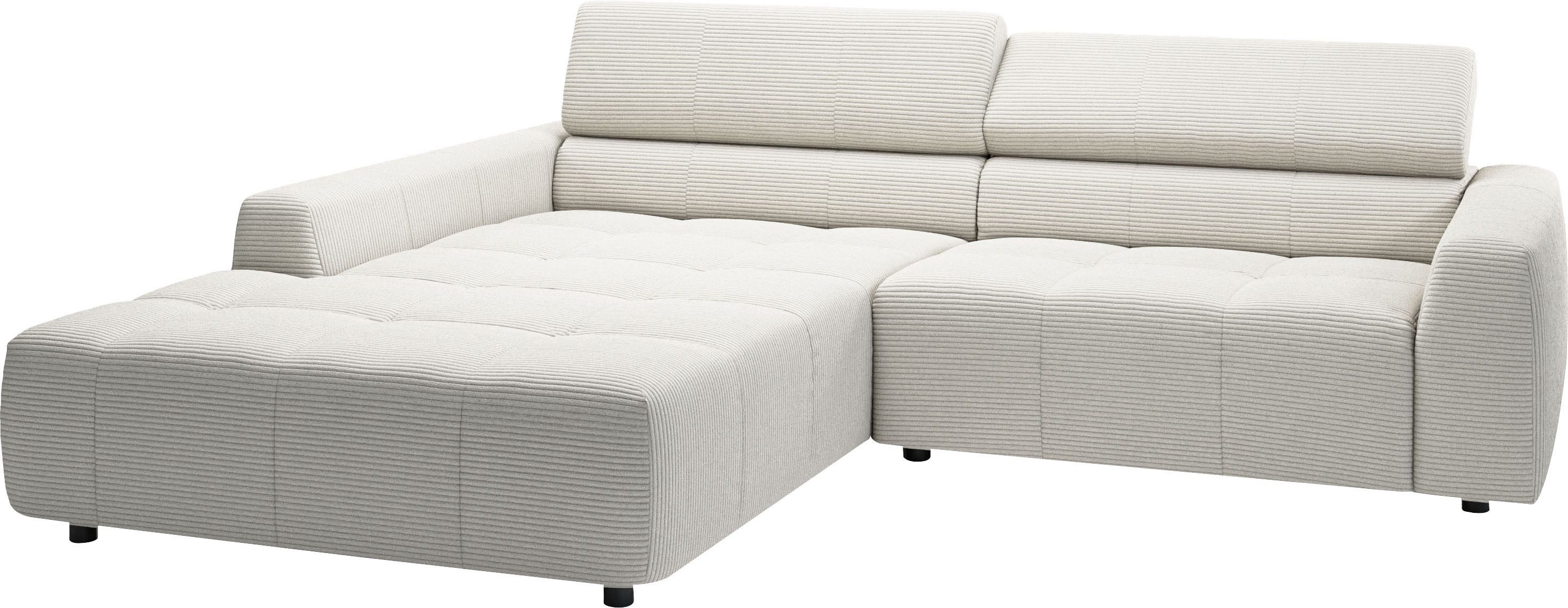 3C Candy Ecksofa Denver auch mit Cord- und Easy care-Bezug, Kopfteilverstellung L-Form, wahlweise. mit motorischer Sitztiefenverstellung