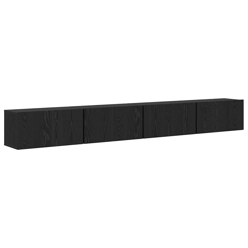 TV-Schrank TV-Schrankset 4 Stk. Schwarz Eichen-Optik Holzwerkstoff