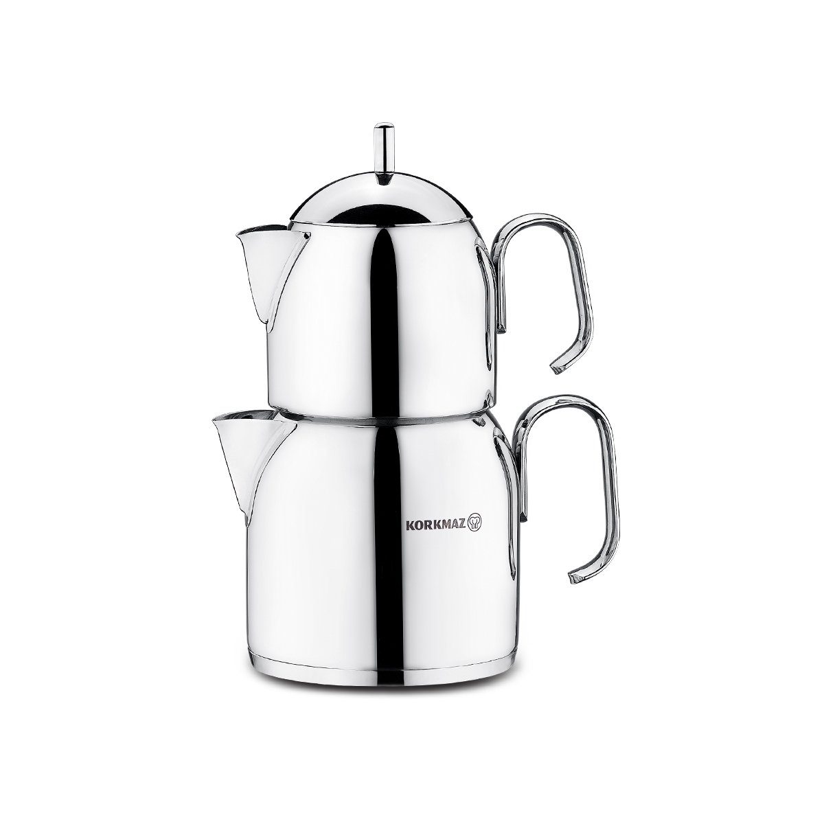 Özberk Teekanne Pera, (Packung, 2-St., 2 teilig), Teekanne Edelstahl 1,85 lt Teebereiter