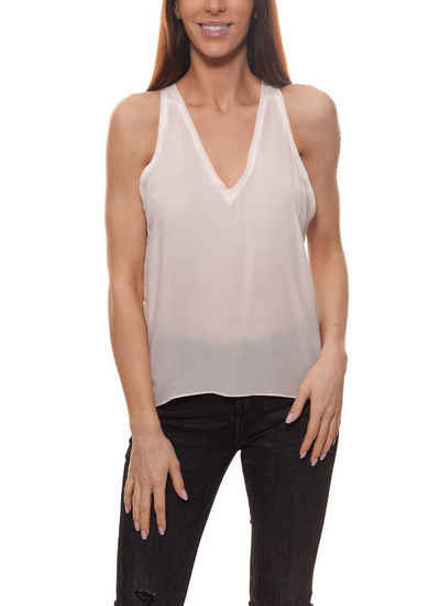 CACHAREL Tanktop cacharel Seiden-Top modisches Damen Sommer-Shirt mit weitem Armausschnitt Freizeit-Shirt Rosa