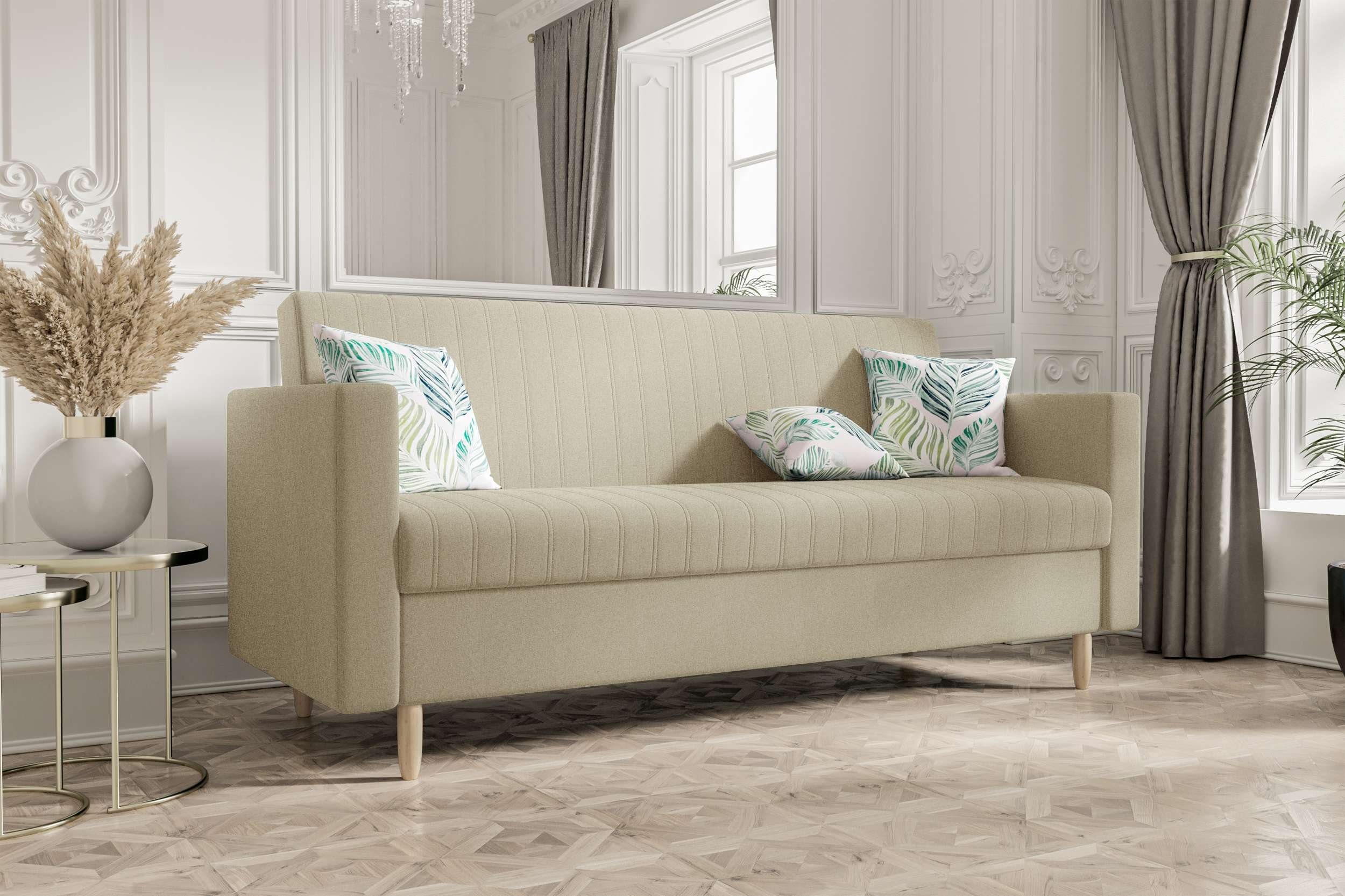 Bettkasten, Schlafsofa, mit mit 3-Sitzer Melisa, Sitzkomfort, Design Stylefy Modern Sofa, Bettfunktion,