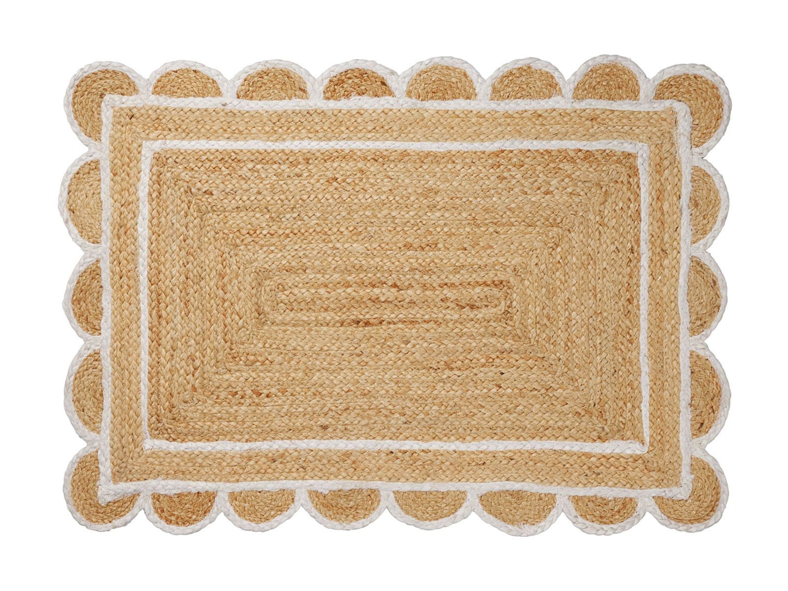 Broste Copenhagen Fußmatte Scallop Fußabtreter white/natural 60x90cm, Fußmatten