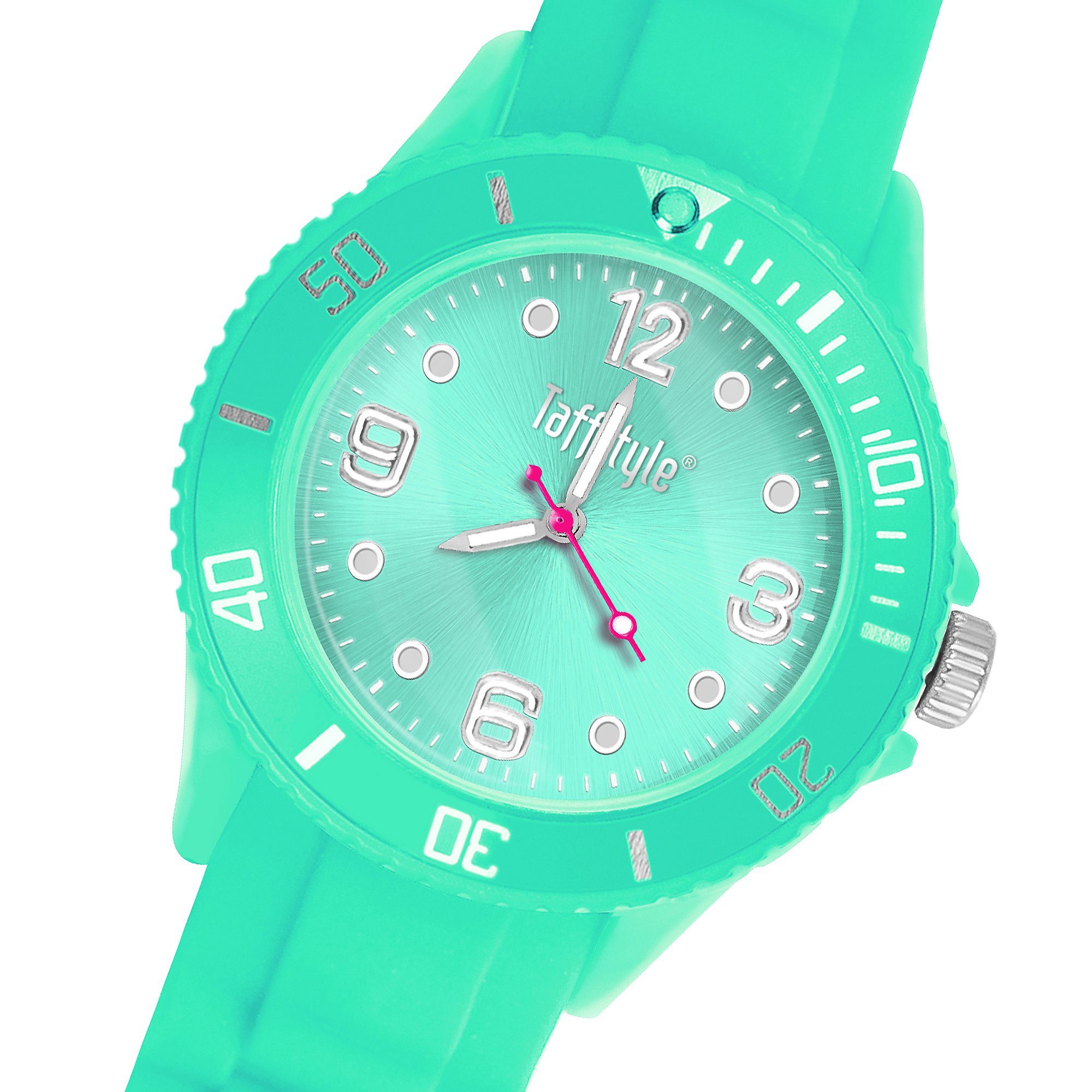 Taffstyle Quarzuhr Armbanduhr Silikon Analog Quarz Farbige Sport Uhr, Sportuhr Damenuhr Silikonuhr Kinderuhr Herrenuhr Bunt Gummi Armband
