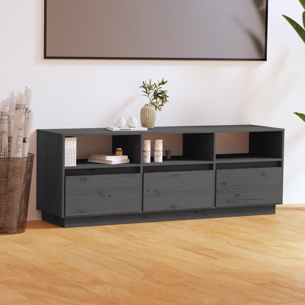 furnicato TV-Schrank Grau 140x37x50 cm Massivholz Kiefer