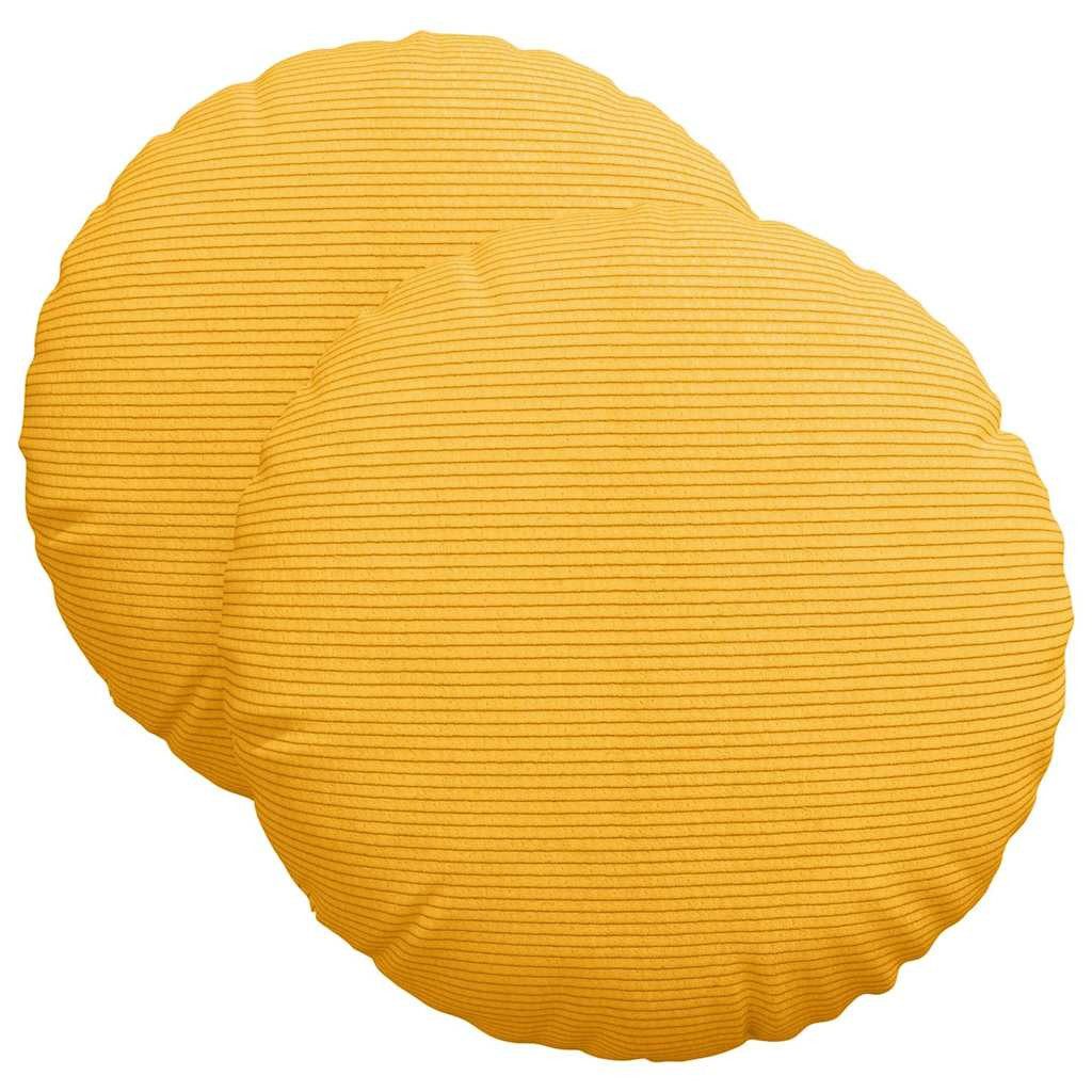 vidaXL Sitzauflage Sitzkissen 2 stk. Cordstoff Helles Gelb Ø 40 cm, (2 St)