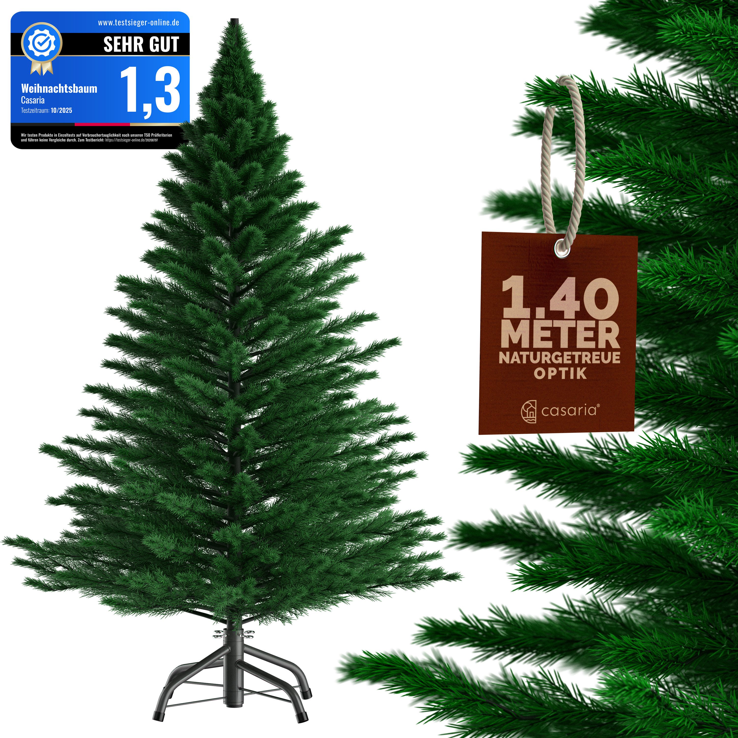Casaria Künstlicher Weihnachtsbaum, 140cm dichte Spitzen naturgetreu Metallständer Schnellaufbau flammfest
