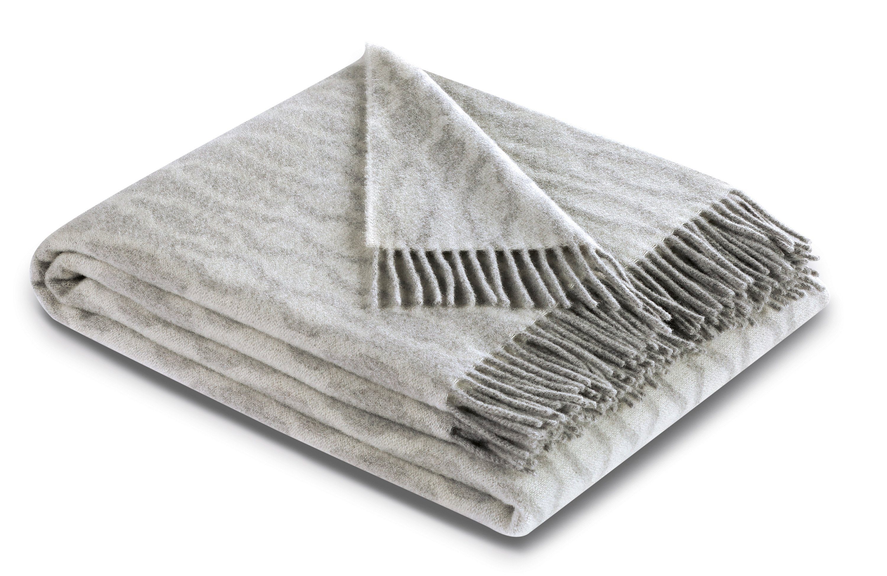 Wohndecke Enigma French Linen, Fransenplaid in 130x170 cm in hellgrau, Villeroy & Boch, Made in Italy