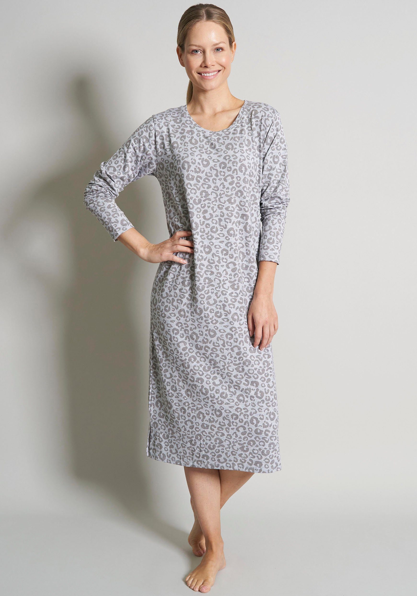 TOM TAILOR Nachthemd Victoria Mit Print, 3/4-Ärmel, Rundhalsausschnitt, feminin, Viskosemix