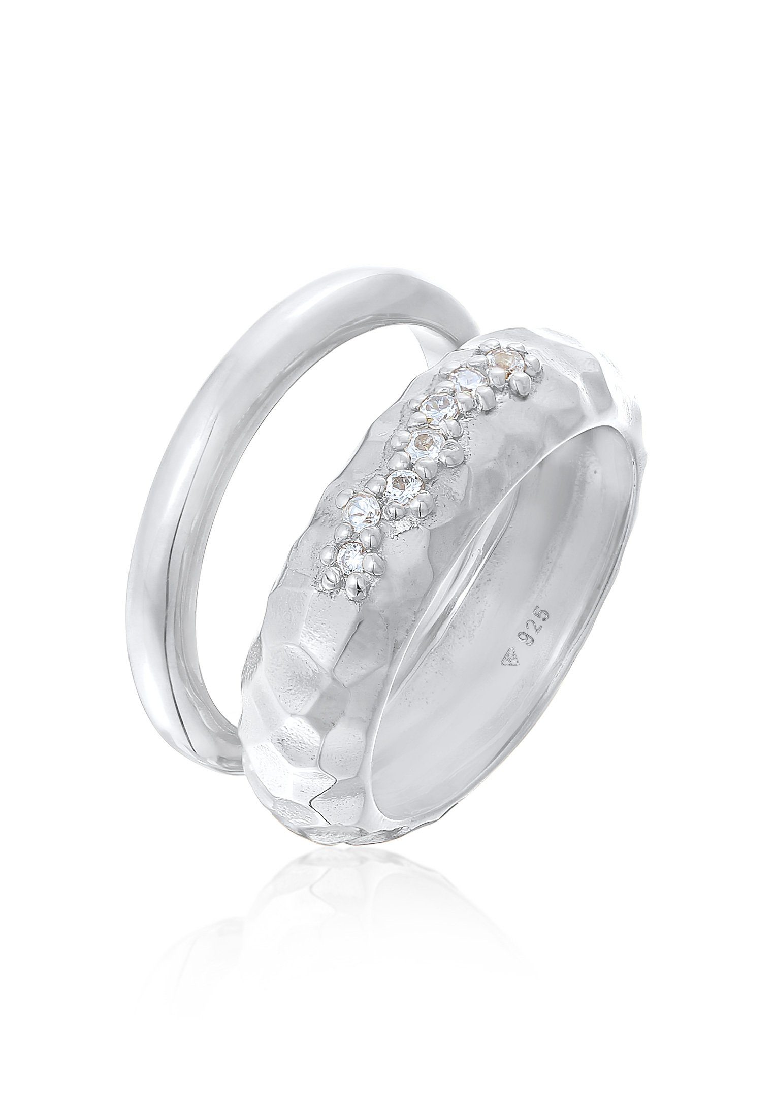 Ring-Set Topas Bandring Set Elegant 925 Silber rhodiniert