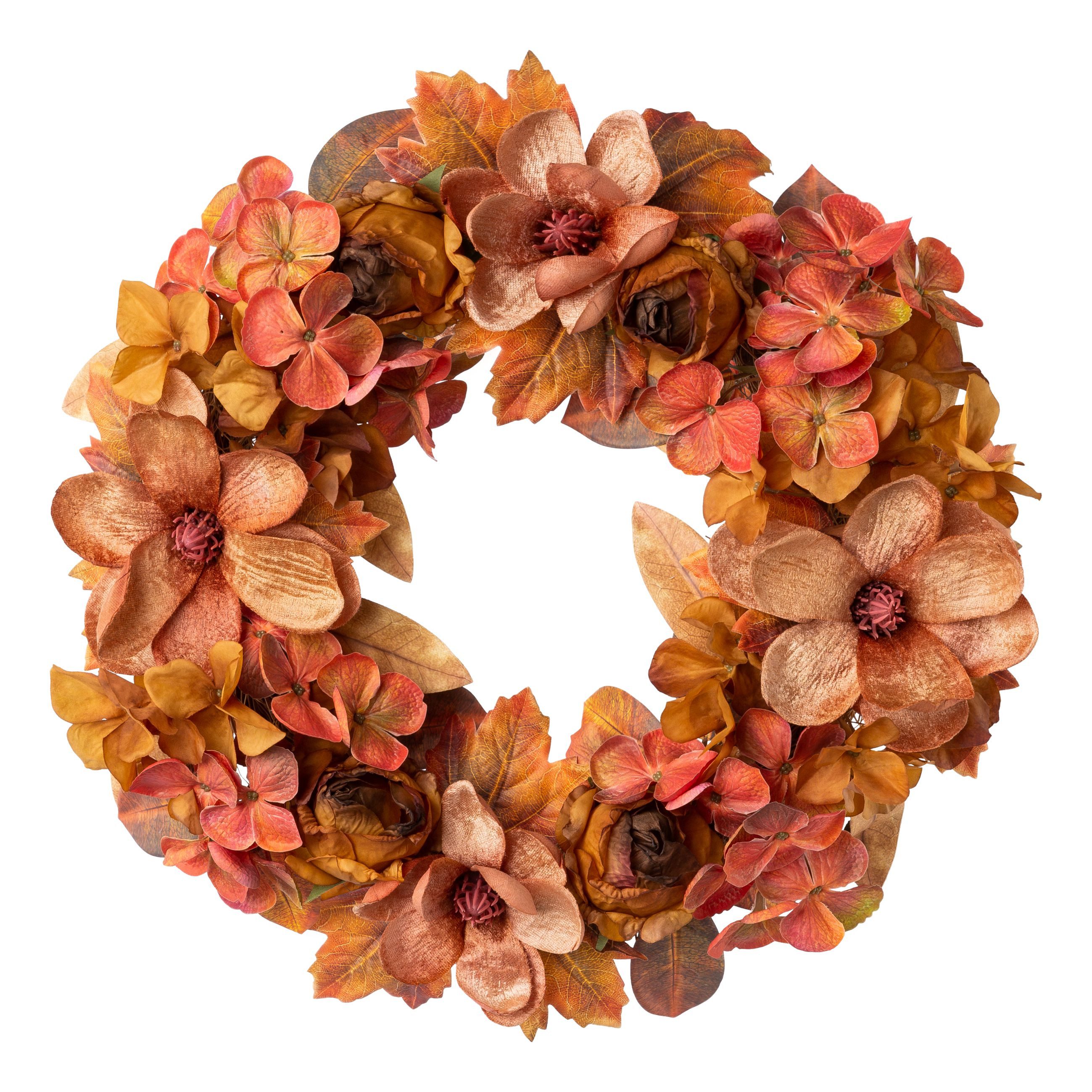 Kunstkranz Magnolien-Mix-Kranz Efeu, Creativ green, Höhe 42 cm, mit Textilblüten in trendiger Trockenblumen-Optik