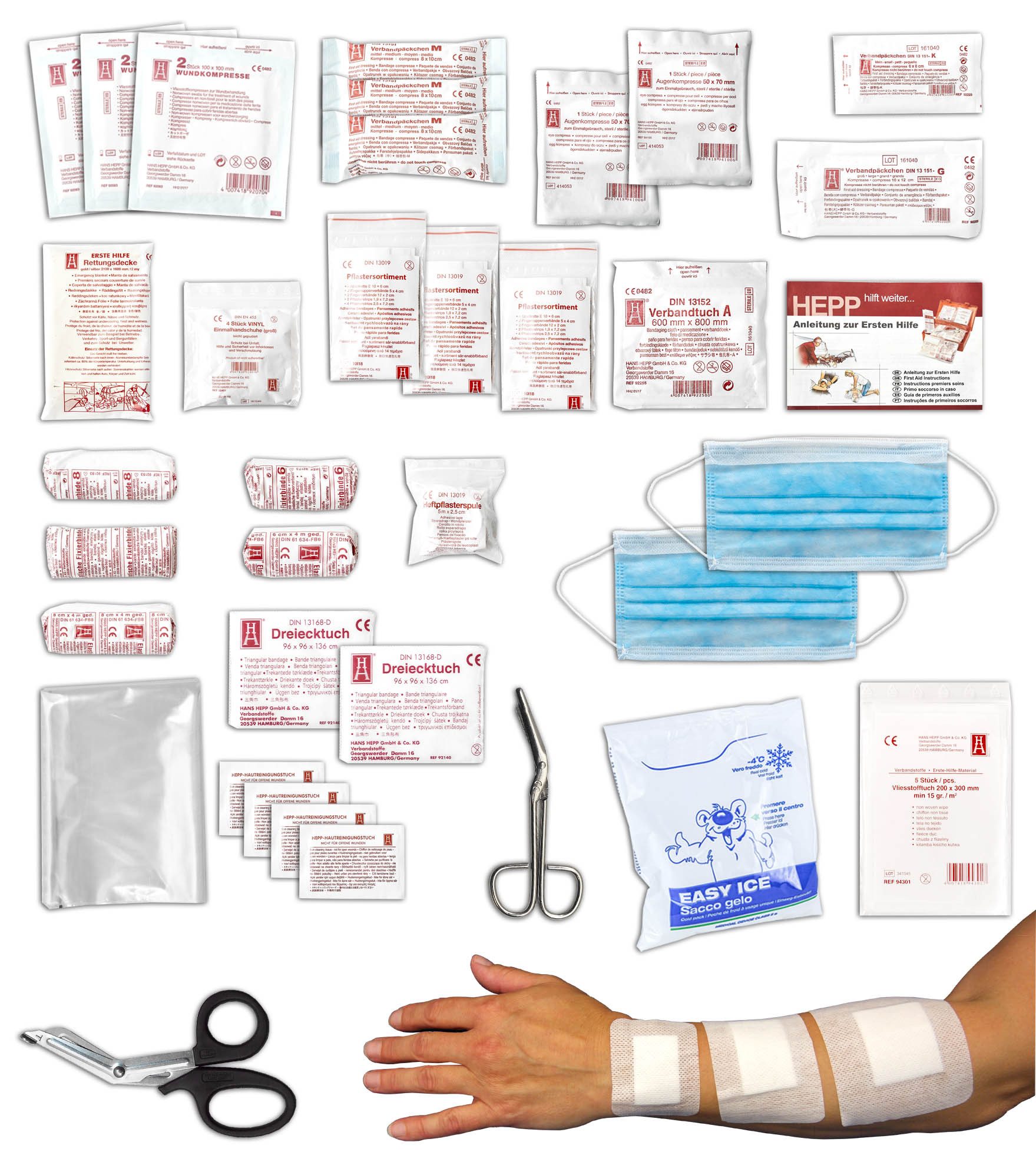 WM-Teamsport Erste-Hilfe-Koffer Verbandskasten Erste-Hilfe "EVO M" DIN 13157 + sterile Wundpflaster