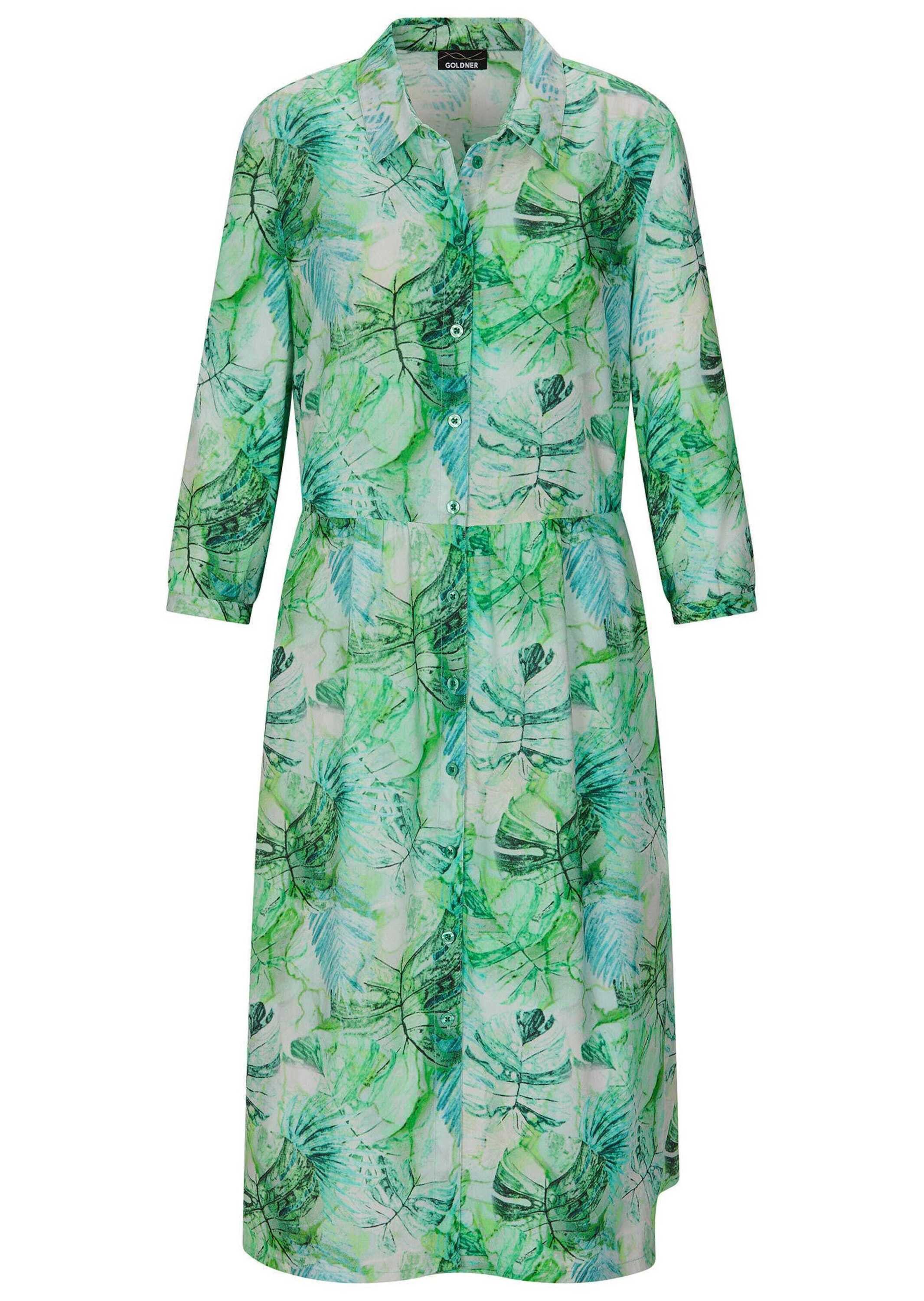 Druckkleid Kurzgröße: Midikleid mit Blätter-Druck