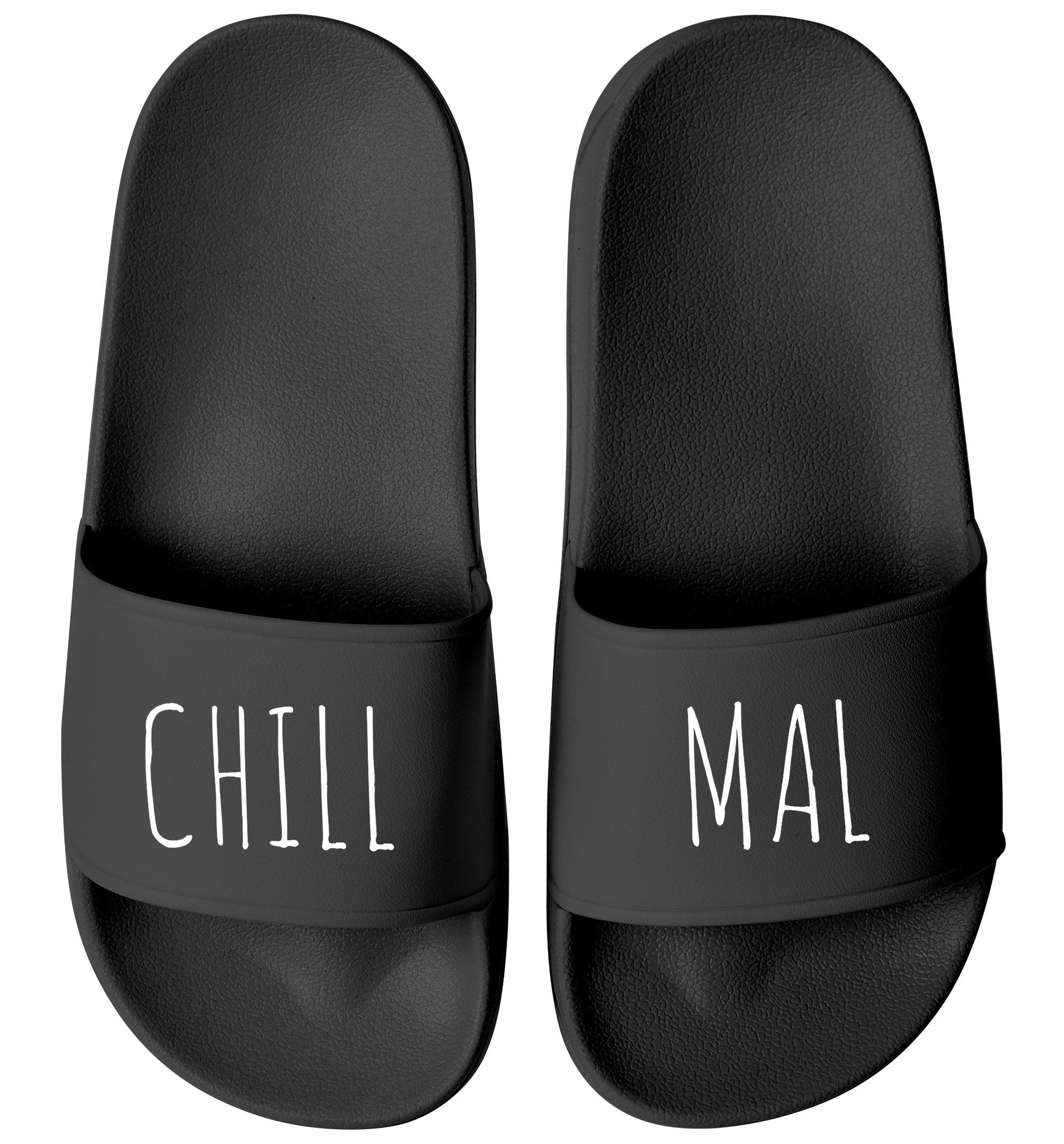 MoonWorks Badeschlappen mit Spruch Lustig Chill Mal Badelatschen Relax Unis günstig online kaufen