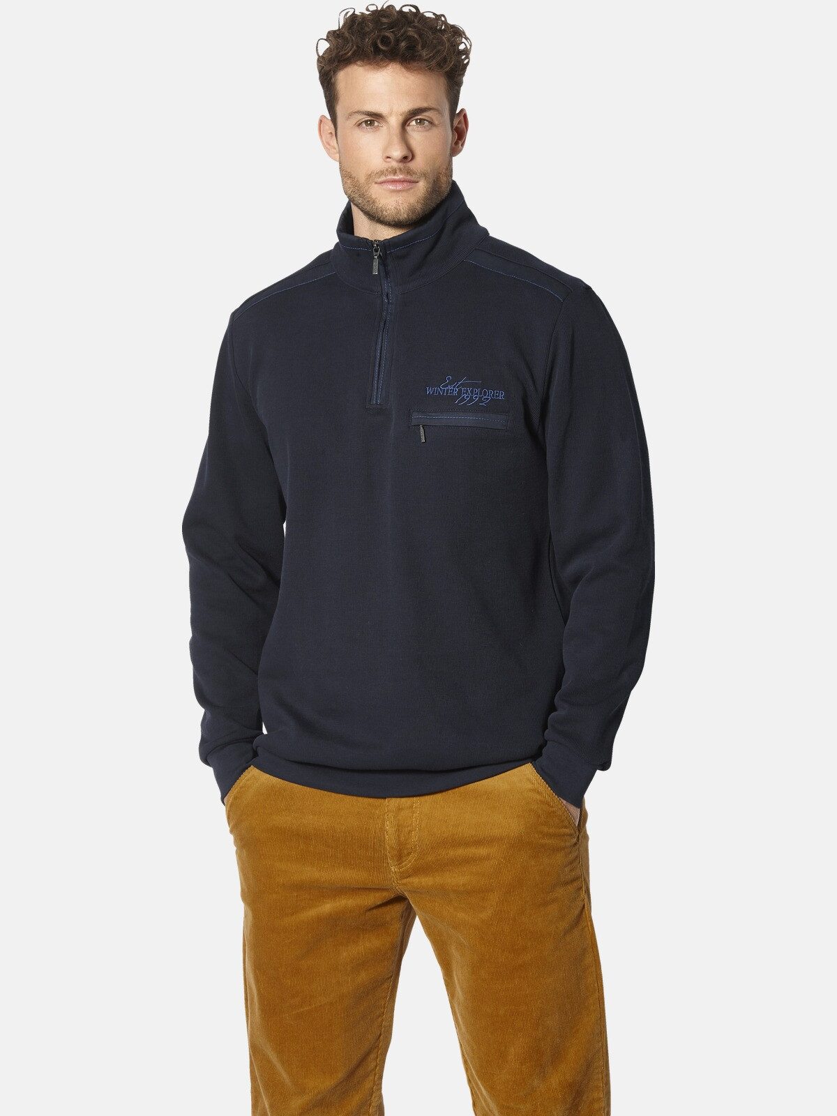 BABISTA Herren Sweatshirt „Monzio“ – Mit Troyer-Kragen & Brusttasche, 100% Baumwolle